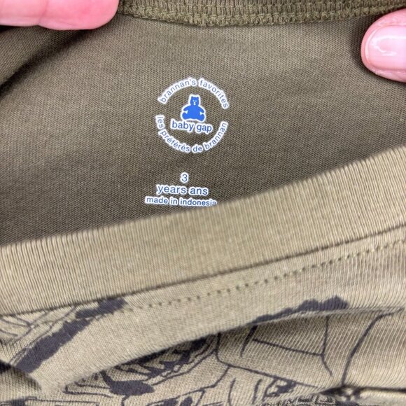 BABY GAP NEW Long Sleeve Tee Boys 3T Green Tractor Dump Truck Crew Neck - Picture 3 of 5